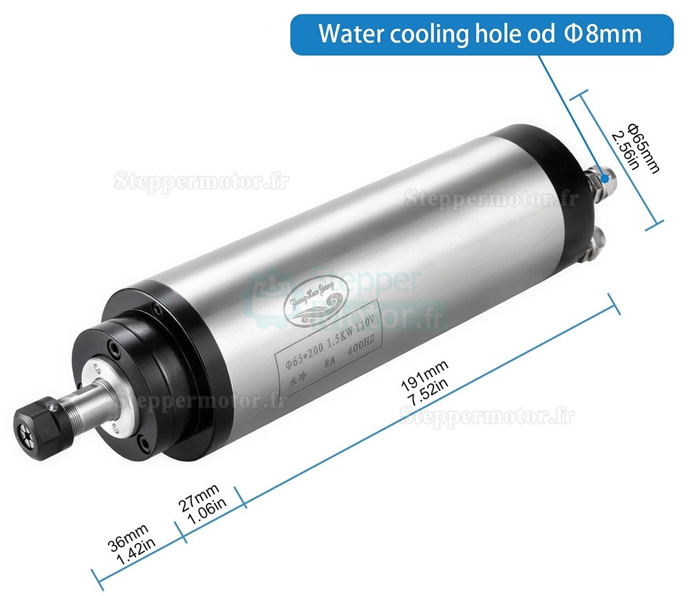 1,5kW 110V/220V Kit moteur de broche refroidi par eau huajiang1.5 + H100-1.5C2/S2 avec variateur de fr&eacute;quence et pompe &agrave; eau et 13 pi&egrave;ces pinces ER20 et support